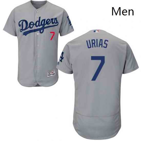 Mens Majestic Los Angeles Dodgers 7 Julio Urias Gray Alternate Flex Base Authentic Collection MLB Jersey